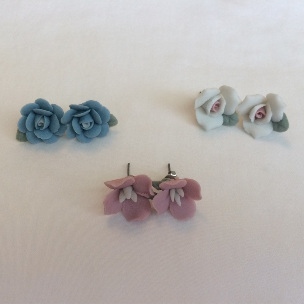 Donated. Porcelain Rose Earrings